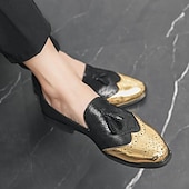 preiswerte Halbformell-Herren Loafer &amp; Slip On Bullock Schuhe Abendschuhe Quasten-Müßiggänger Metallische Schuhe Wanderschuhe Geschäftlich Party &amp; Abend PU Atmungsaktiv Körpergröße erhöhen Komfortabel Gold