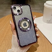 お買い得  iPhone用ケース-電話 ケース 用途 iPhone 16 iPhone 15 プロマックスプラス iPhone 14 13 12 11 Pro Max Plus バックカバー ワイヤレス充電をサポート ブリンブリングリッターシャイニー 耐衝撃 TPU 仕上げ