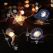 お買い得  電池式-オーシャンシリーズストリングライト、シーストーン装飾夏ストリングライト 2m 20LED 3m 30LED 海辺パーティー装飾沿岸ストリングライト電池式フェアリーライトホリデー寝室誕生日パーティーウェディングデコレーション