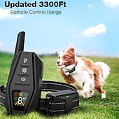 cheap Dog Training &amp; Behavior-3300Ft Dog Training Collar LCD Battery Display with Remote Rechargeable Waterproof E Collar with Beep Vibration Shock High Quality