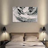 cheap Landscape Paintings-Handmade Oil Painting Canvas Wall Art Decoration Modern Simple Abstract Texture Black White for Living Room Home Decor Rolled Frameless Unstretched Painting