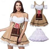 cheap Dirndl-Carnival Oktoberfest Beer Outfits Petticoat Hoop Skirt Tutu Maid German Munich Wiesn Women&#039;s Traditional Style Cloth Dress Apron