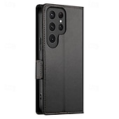 voordelige Samsung-hoesje-Telefoonhoesje voor Samsung Galaxy A55 A35 A25 A15 5G A54 A34 A14 A73 A53 A33 A23 A13 A72 A52 A32 A22 A12 S25 Ultra Achtercover met Standaard Houder Magnetische Kaartsleuf Retro TPU PU Leer