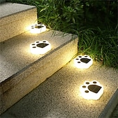 cheap Ground Lights-1/4pcs Outdoor Solar Cat Paw Lawn Lights, Solar Cute Cat Paw Deck Lights Ground Lamps LED Cat Paw Scene Light Landscape Light
