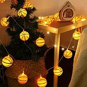 cheap Battery String Lights-1pc Waterproof Football String Light with Remote Control, Euro Cup Football/Baseball/Rugby/Basketball/ String Light 3M-20Leds Indoor and Outdoor Atmosphere Decoration Light String Beer Festival