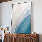 economico Quadri paesaggistici-dipinto a mano dipinto a olio minimalista con texture blu dipinto a mano da parete dipinto a mano con cielo e oceano dipinto a olio con cielo e oceano dipinto a mano con onde e spiaggia a olio