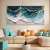 preiswerte Ölgemälde-3D abstrakte Ozean Landschaft Leinwand Ölgemälde Strand dynamische Welle handgemalt Wand Kunst Tinte dicke Textur Messer Malerei Büro Dekor Geschenk ungerahmt