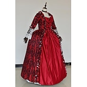 billige Kjoler-Rokoko Victoriansk Renessanse Gulvlengde Kjoler Party-kostyme Maskerade Store størrelser Normal Puffermer Kjegle Erme Prinsesse Blonder Slitasje Årgang Ballkjole Firkantet hals Kostyme Dame Royal Jul