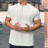 abordables Camisetas y Tops de Correr-Hombre Camiseta Running Cremallera de un cuarto Manga Corta Camiseta Casual Ropa Deportiva Transpirable Suave Entrenamiento de gimnasio Corriendo Paseo Ropa de deporte Ropa de Deporte Color sólido