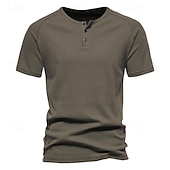 levne Ležérní tričko Henley-Pánské Tričko s knoflíkem Tričko Tričko Henley Trička Krátký rukáv Henley Jaro léto Bez vzoru Pit Strip Módní Designové Základní Dovolená ulice Jdeme ven Černá Bílá Námořnická modř Top tričko pro muže
