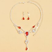 cheap Jewelry Sets-Bridal Jewelry Sets Two-piece Suit Imitation Diamond 1 Necklace Earrings Women&#039;s Elegant Stylish Sweet Lovely Tassel Fringe Drop Precious Jewelry Set For Wedding Gift