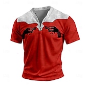 olcso Vintage pólók-Férfi Grafika Póló Rövid ujjú póló 3D nyomtatás Ing Alkalmi Western Cowboy Napi Piros Tavaszi nyár Ruházat S M L XL XXL 3XL