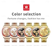 billige Kvartsklokker-OLEVS Herre Kvarts klokker Kreativ Mote Armbåndsur Selvlysende Kalender Kronograf VANNTETT Stål Klokke