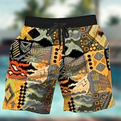 levne Retro Vintage &amp; Etika-Pánské Strom Slunce Mřížka / Přehoz Plavecké trenýrky Plavky pánské Surfovací šortky Středně vysoký pas Módní Šik ven Designové Ležérní Denní Dovolená Kapsy Šňůrky Elastický pas Návrhář Oblečení