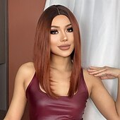 economico Parrucche trendy sintetiche-Parrucche sintetiche Uniformi Costumi di carriera Da principessa Liscio Kinky liscia Parte di mezzo Taglio scalato A macchina Parrucca 14 pollici Rosso Capelli sintetici Per donna Cosplay Feste Di