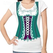 preiswerte T-Shirts-Oktoberfestbier Bayerisch T-Shirt-Ärmel Lederhosen 3D Für Damen Erwachsene Karneval Oktoberfestbier Heißprägen Party Casual