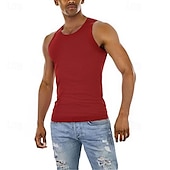 رخيصةأون تانك توب رياضي-رجالي كنزة سترة الأعلى قميص داخلي قميص بلا اكمام بدون كم رقبة عالية مدورة الصيف سهل موضة مصمم عضلة ملابس الرياضة مناسب للخارج الجمنازيوم أسود نبيذ أزرق تي شيرت للرجال