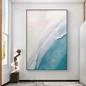 economico Quadri paesaggistici-dipinto a mano dipinto a olio minimalista con texture blu dipinto a mano da parete dipinto a mano con cielo e oceano dipinto a olio con cielo e oceano dipinto a mano con onde e spiaggia a olio