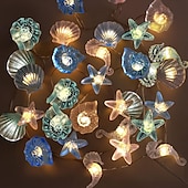 お買い得  電池式-オーシャンシリーズストリングライト、シーストーン装飾夏ストリングライト 2m 20LED 3m 30LED 海辺パーティー装飾沿岸ストリングライト電池式フェアリーライトホリデー寝室誕生日パーティーウェディングデコレーション