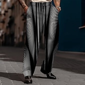 economico Sciolto-Per uomo Fantasia geometrica pantaloni della tuta Vita normale Affari casual Matrimonio Da giorno Tasche Pantaloni a gamba dritta Estate Primavera Autunno Stampa 3D Nero Vino Blu
