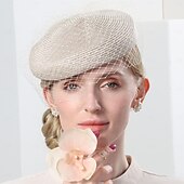 economico Cappelli per feste-cappelli berretto in fibra di tulle cappello a bombetta / cappello a cloche cappello di paglia da sposa tea party matrimonio elegante con copricapo in tulle copricapo