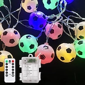 cheap Battery String Lights-1pc Waterproof Football String Light with Remote Control, Euro Cup Football/Baseball/Rugby/Basketball/ String Light 3M-20Leds Indoor and Outdoor Atmosphere Decoration Light String Beer Festival