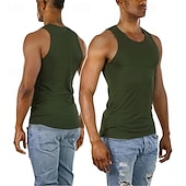 رخيصةأون تانك توب رياضي-رجالي كنزة سترة الأعلى قميص داخلي قميص بلا اكمام بدون كم رقبة عالية مدورة الصيف سهل موضة مصمم عضلة ملابس الرياضة مناسب للخارج الجمنازيوم أسود نبيذ أزرق تي شيرت للرجال