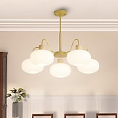 cheap Pendant Lights-LED Pendant Light 50/65/70/90cm 3/5/6/8-Light Milk Glass Sputnik Chandelier Mid Century Modern Semi Flush Mount Ceiling Light E27 Antique Hanging Lamp Nordic Metal Farmhouse Pendant Light Fixture for Living Room Bedroom 110-240V