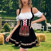 olcso Dirndl-Női Karneváli Oktoberfest Dirndl Sör Jelmez Ing és Köténnyel Bajor Wiesn Hagyományos Stílusban
