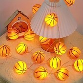 cheap Battery String Lights-1pc Waterproof Football String Light with Remote Control, Euro Cup Football/Baseball/Rugby/Basketball/ String Light 3M-20Leds Indoor and Outdoor Atmosphere Decoration Light String Beer Festival