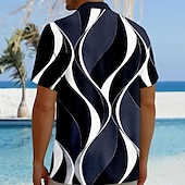 ieftine Model Geometric-Bărbați Geometric Linii / Valuri Model Geometric Camașă cu nasturi Cămăși imprimate Manșon scurt Hawaiană Stațiune Casual Zilnic Concediu Vară Răsfrânt Imprimeu Buton în jos Negru Alb Albastru