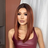 economico Parrucche trendy sintetiche-Parrucche sintetiche Uniformi Costumi di carriera Da principessa Liscio Kinky liscia Parte di mezzo Taglio scalato A macchina Parrucca 14 pollici Rosso Capelli sintetici Per donna Cosplay Feste Di