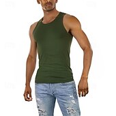 رخيصةأون تانك توب رياضي-رجالي كنزة سترة الأعلى قميص داخلي قميص بلا اكمام بدون كم رقبة عالية مدورة الصيف سهل موضة مصمم عضلة ملابس الرياضة مناسب للخارج الجمنازيوم أسود نبيذ أزرق تي شيرت للرجال