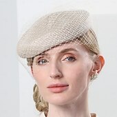economico Cappelli per feste-cappelli berretto in fibra di tulle cappello a bombetta / cappello a cloche cappello di paglia da sposa tea party matrimonio elegante con copricapo in tulle copricapo