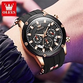 cheap Quartz Watches-OLEVS Men Quartz Watch Outdoor Sports Fashion Wristwatch Luminous Calendar Chronograph Waterproof Silicone Gel Watch