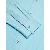 voordelige Klassiek-Voor heren Overhemd linnen overhemd Zomer overhemd Strand Kleding Overhemd met knopen Effen Casual Dagelijks blauw Lange mouw Revers Lente &amp; Herfst Kleding