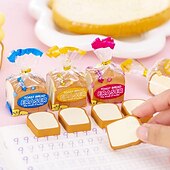 זול ציוד משרדי-טוסט יצירתי מחקים צורת לחם kawaii מיני מראה עיפרון מחקים תלמיד פרס נייר מכתבים לסטודנטים