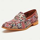 economico Mocassini in pelle premium-Mocassini da uomo in pelle di vacchetta premium con motivo paisley: eleganti scarpe eleganti slip-on per occasioni formali e casual