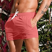 baratos shorts de natação masculinos-Homens Bermuda de Surf Shorts de Natação Calção Justo de Natação Com Cordão Cintura elástica Tecido Conforto Secagem Rápida Curto Feriado Praia Final de semana Moda Casual Preto Branco Micro-Elástica