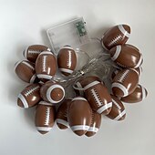 cheap Battery String Lights-1pc Waterproof Football String Light with Remote Control, Euro Cup Football/Baseball/Rugby/Basketball/ String Light 3M-20Leds Indoor and Outdoor Atmosphere Decoration Light String Beer Festival