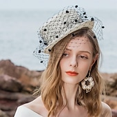economico Cappelli per feste-cappelli copricapo bombetta in fibra / cappello a cloche cappello a secchiello cappello di paglia da sposa tea party matrimonio elegante con copricapo in tulle copricapo