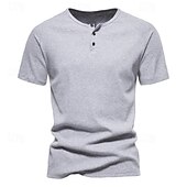 levne Ležérní tričko Henley-Pánské Tričko s knoflíkem Tričko Tričko Henley Trička Krátký rukáv Henley Jaro léto Bez vzoru Pit Strip Módní Designové Základní Dovolená ulice Jdeme ven Černá Bílá Námořnická modř Top tričko pro muže