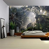 cheap Forest Tapestry-Nature Tropical Forest Hanging Tapestry Wall Art Large Tapestry Mural Decor Photograph Backdrop Blanket Curtain Home Bedroom Living Room Decoration