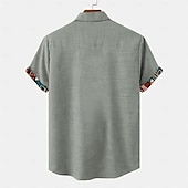 economico Classico-Per uomo Camicia Camicia di lino Camicia hawaiana estiva Camicie retrò Camicia vintage Camicia etnica Quotidiano Verde chiaro Blu Azzurro cielo Marrone Manica Corta Collo ripiegato Estate Primavera