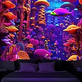 billige Blacklight -billedvev-blacklight billedvev uv reaktiv glød i mørket glød party neon manet fantasi undersjøisk natur psykedelisk trippy tåkete hengende billedvev veggkunst veggmaleri for stue soverom