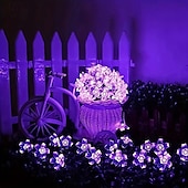 abordables Guirlandes solaires-Guirlande lumineuse solaire élégante pour réception de mariage, guirlande lumineuse à fleurs de 33 pieds, 100 LED, 8 modes, lumières violettes pour fête de mariage, décorations d&#039;intérieur,