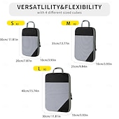 economico deposito bagagli e viaggi-Confezione da 6 cubi da imballaggio a compressione per valigie, set da 6 cubi da imballaggio organizer da viaggio, organizzatori da viaggio comprimibili essenziali per il viaggio