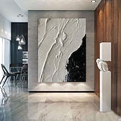 cheap People Paintings-Large handmade Abstract texture oil painting hand painted Wall Art  Texture oil painting Wall Art Black and White Abstract Lady Painting Modern  Wall Art black white painting  Wall Art