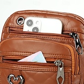 Недорогие Сумки через плечо-Модная коричневая стеганая сумка через плечо для женщин – стильная сумка через плечо из искусственной кожи с застежкой-молнией в форме сердца и множеством карманов.