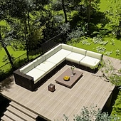 abordables Funda para Cojines de Patio-2 fundas de cojín para patio, 100 % impermeables, para sofá de exterior, de mimbre, funda de asiento de sofá impermeable, funda de silla de mimbre Oxford, protector de muebles